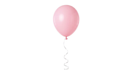 Pink helium balloon with white ribbon transparent PNG isolated cutout for birthday party invitation design © creativestock