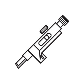 Minimalist line art icon of an adjustable French style skiving edge beveler tool for leather trimming. 