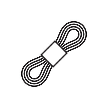Minimalist line art icon of a bundled skein of waxed thread cord for hand sewing leather items.