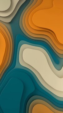 Abstract 3d Paper Cutout Animation With Moving Layered Shapes in Blue and Orange Tones