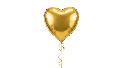Gold heart shaped foil balloon with curling ribbon for romantic celebration, anniversary, wedding or party design transparent PNG isolated cutout f... © creativestock