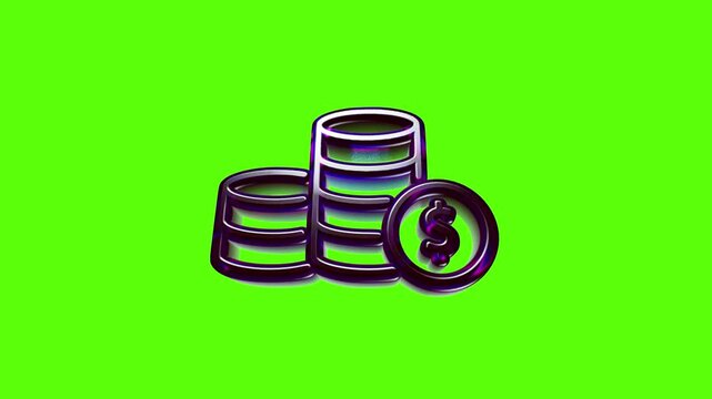 Shiny metallic stack of dollar coins icon representing wealth and finance success in business banking
