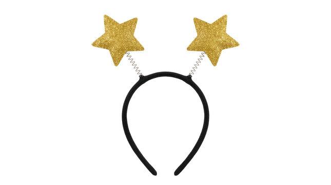 Gold glitter star headband transparent PNG isolated cutout for party costume accessory design