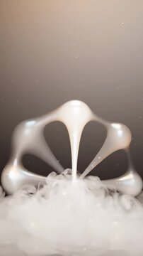 Abstract 3d Molecular Structure Floating Above Dry Ice Fog