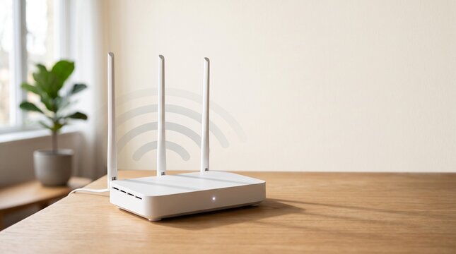 Modern Wi-Fi Router and Wireless Network Connectivity Concept