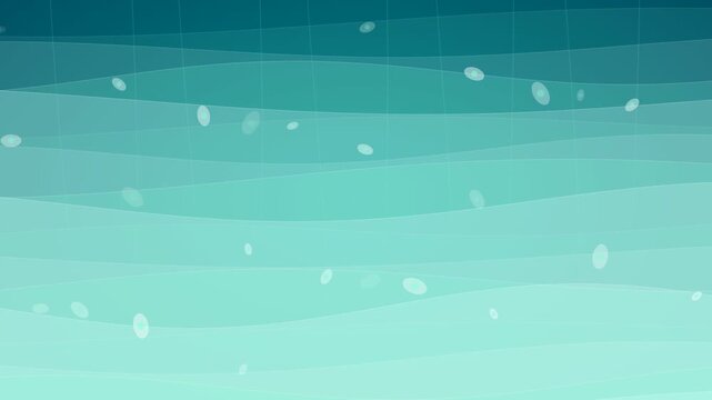 Abstract teal wavy background with stylized bubbles