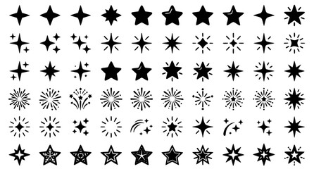 Fototapeta premium Sparkles Stars and Shining Firework Icon Set