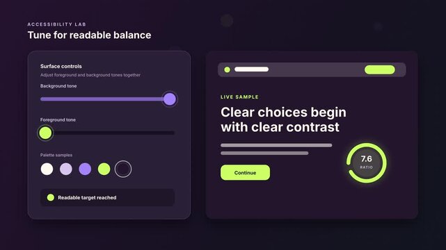 Accessibility contrast controls reaching readable balance