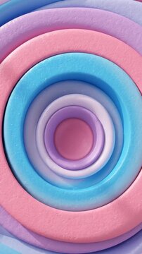 Abstract 3d Animation of Concentric Pastel Rings Expanding and Contracting