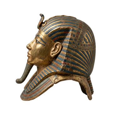 Golden funerary mask of an ancient Egyptian pharaoh