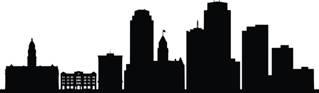 Tulsa Oklahoma City Skyline Vector Silhouette on White Background
