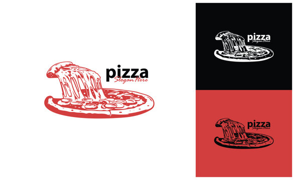 Pizza food logo design vector. Silhouette pizza food Template Illustration. Icon Symbol