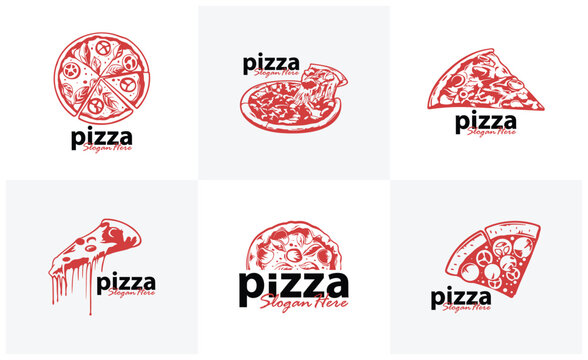 Set of Pizza food logo design vector. Silhouette pizza food Template Illustration. Icon Symbol