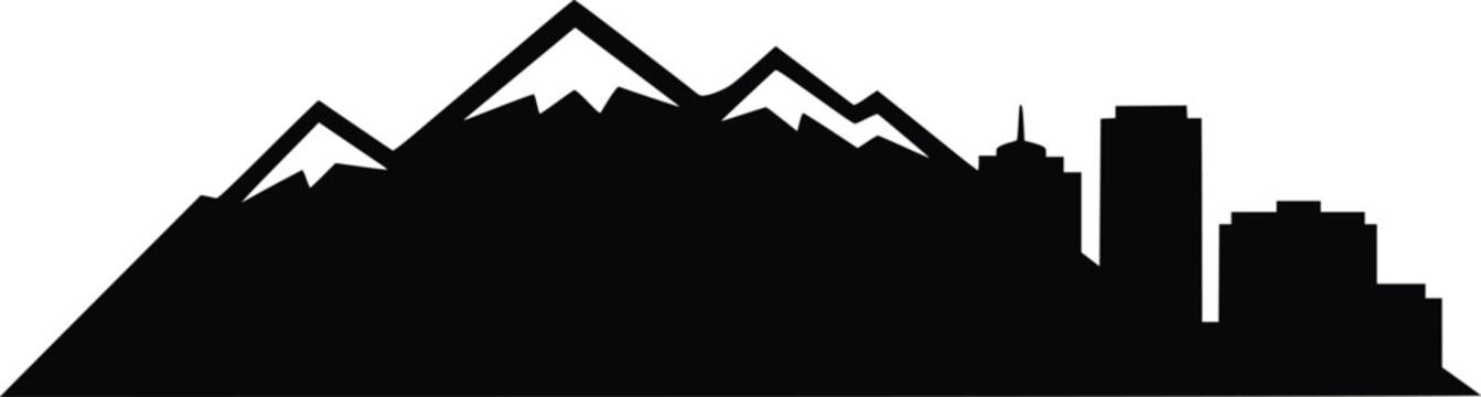 Denver Colorado City Skyline, Mountain Landscape Silhouette Vector