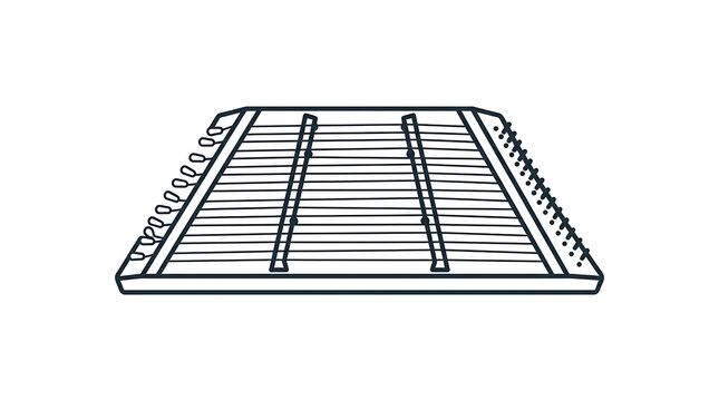 A simple monoline icon of a stringed musical instrument isolated on a white background