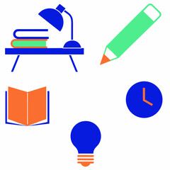 Obraz premium Professional Education Icon Set with School Supplies Learning and Graduation Symbols