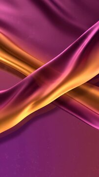 Abstract Fluid Motion With Glowing Purple and Orange Silk Fabric Waves