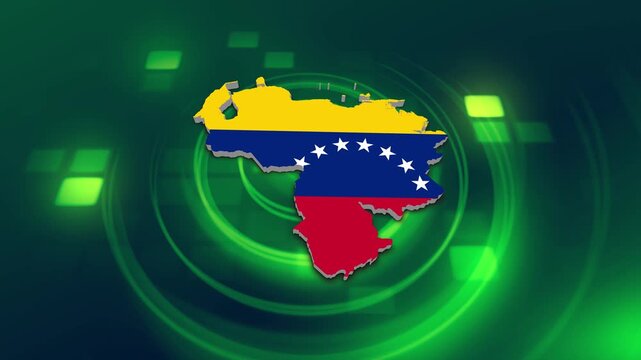Venezuela Flag on its Country Map, 3D Map Flag Opener Suitable for Politics, Elections, Travel, News and Sports Events and Presentations