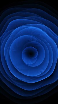 Abstract Blue Glowing Concentric Circles Pulsing in Dark Background
