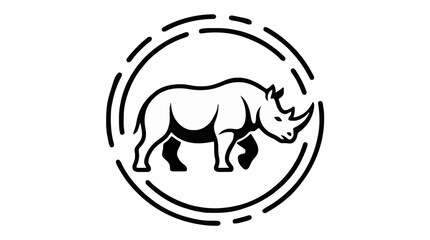 Minimalist black and white rhinoceros line art logo for World Rhino Day wildlife conservation concept © Farrel Lexxy