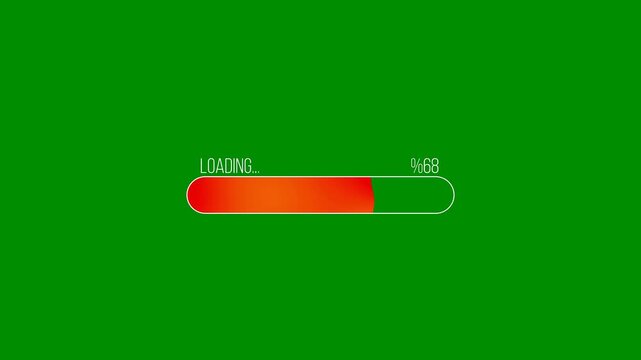 Orange loading bar animation on green screen, progress overlay for full percent, buffer process, download task, keying plate, motion graphic and stock video editing project pack.