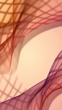 Abstract Flowing Fabric With Grid Shadow Overlay on Soft Peach Background