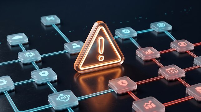 Artificial Intelligence Network Security Warning And Cyber Threat Alert Concept