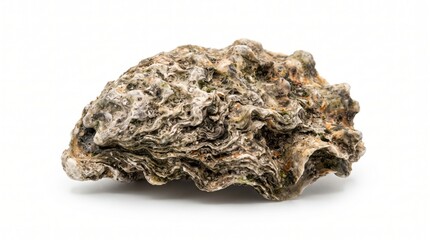 Rough textured brown oyster shell isolated on white background with rough texture ocean life marine life seafood industry natural object seashore wildlife gastronomy collectible creature © HASINA