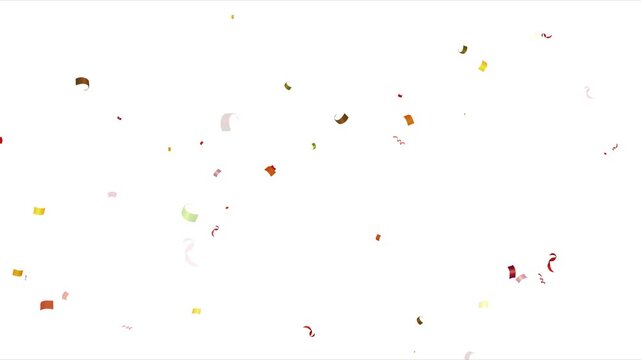 Colorful confetti bursts against a solid Alpha channel. Animation of colorful confetti falling. 3D animation of exploding confetti. Celebration Party Burst Effect. Confetti Particles failing.