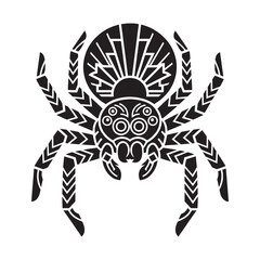 Fototapeta premium Art Deco Geometric Spider Vector Illustration, Luxury Ornamental Vintage Black Silhouette Arachnid Design