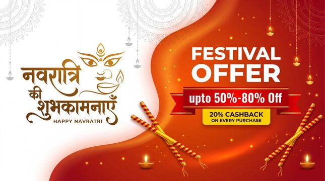 Navratri Festival Offer Banner Design Template Vector Illustration