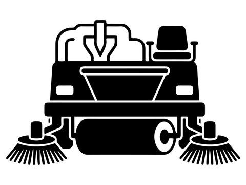 Industrial Ride-On Floor Sweeper Vector, Commercial Cleaning Machine Graphic