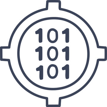 Minimalist binary code icon vector in doodle line art style