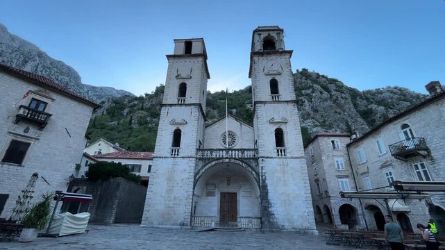 The Cathedral of St. Tryphon in Kotor, Montenegro, is a Catholic church built in 1166. It houses many gold and silver relics and frescoes.