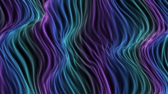 An Abstract Dark Blue, Teal, and Purple Waves. Smooth, flowing vertical gradient lines with deep contrast. Ethereal, moody backdrop for science, music, technology, or creative text overlay