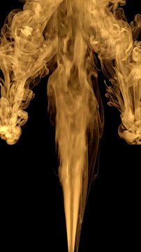 Golden Ink Dropping Into Water Creating Abstract Swirling Smoke Effect