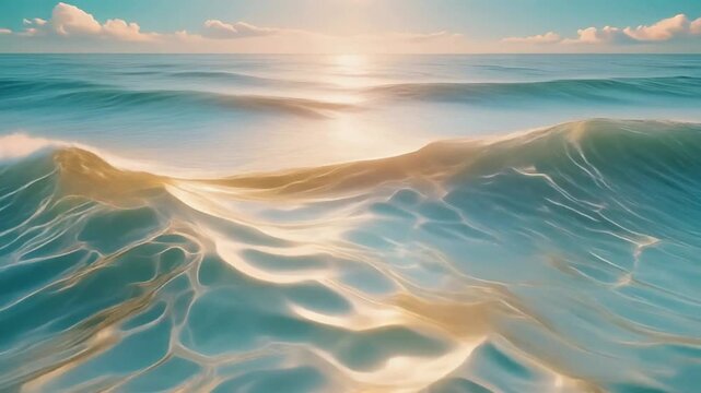 Serene ocean waves shimmering in sunlight