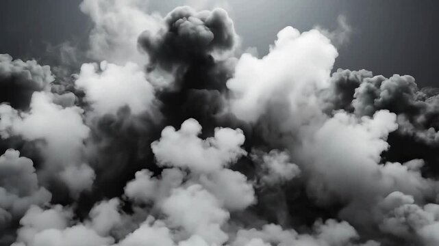 The rising wall of endless smoke and steam abstract background video. Black white grey fog motion texture with soft fade and gradient light. Misty haze effect in continuous loop