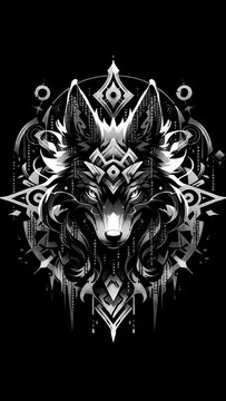 Geometric Spirit Wolf Sacred Totem Art
