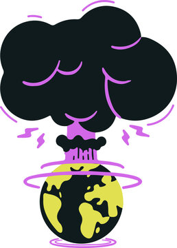 illustration of a Planet Earth nuclear explosion mushroom cloud vector illustration