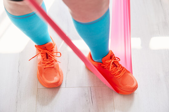 Exercising with resistance band at training