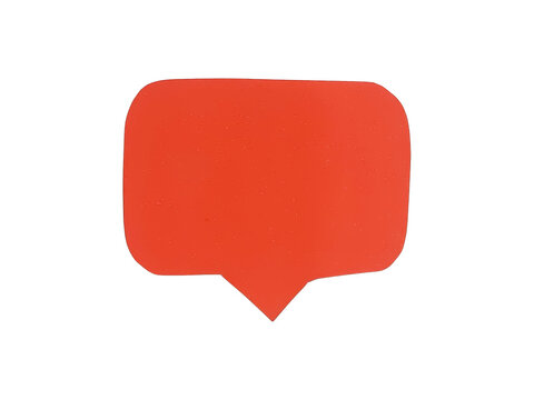 A single orange speech bubble with a pointed tail, isolated on a white background, representing communication, chat, or messaging isolated on a transparent background
