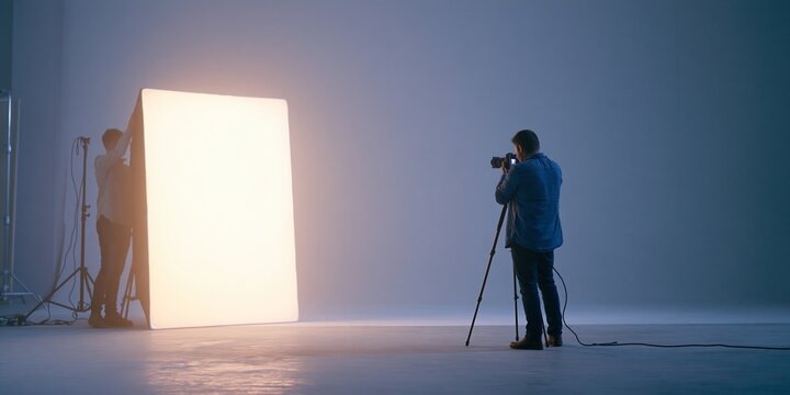 Photographer capturing image in studio