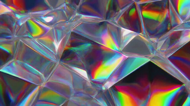Holographic crystal glass fragments with rainbow colors