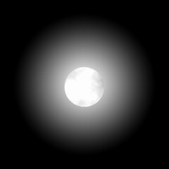 Glowing full moon with bright white aura glow in dark night sky vector background illustration for midnight space astronomy concept layout and template design © Shafiqul