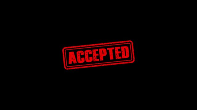 Accepted rubber stamp animation. Accepted Stamp textured bold text motion. Up to down stamp zooming and hit effect 4k video.