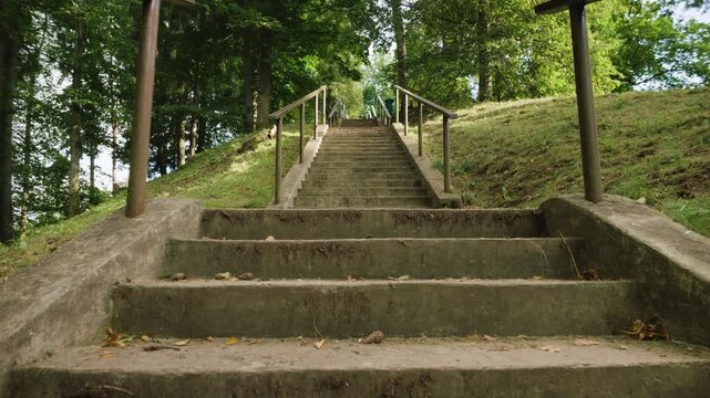 Concrete stairs in a park leading upwards