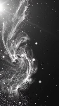 Abstract Motion Background With Swirling White Smoke and Glowing Particles