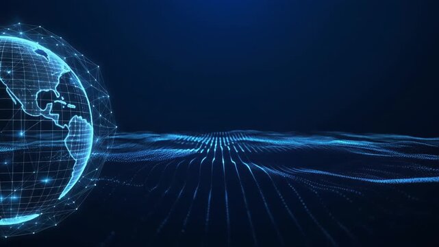 Global network and data, abstract background video symbolizing cyberspace and technology