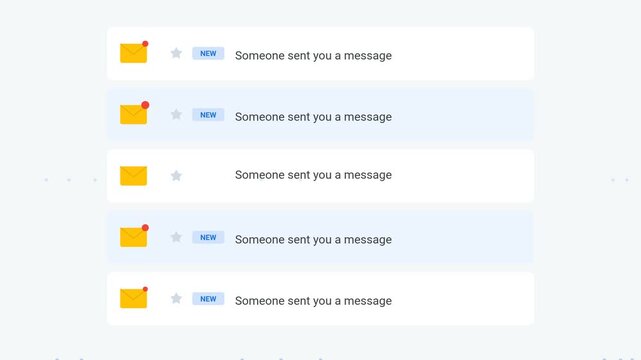 animated yellow email message notification popup on white background